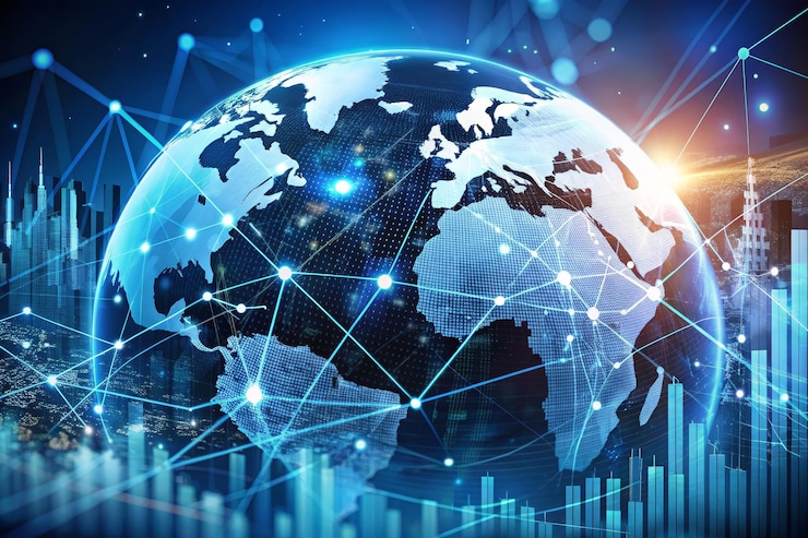 Digital globe with network connections, representing a global online marketplace.